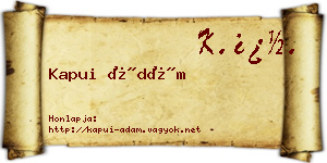 Kapui Ádám névjegykártya